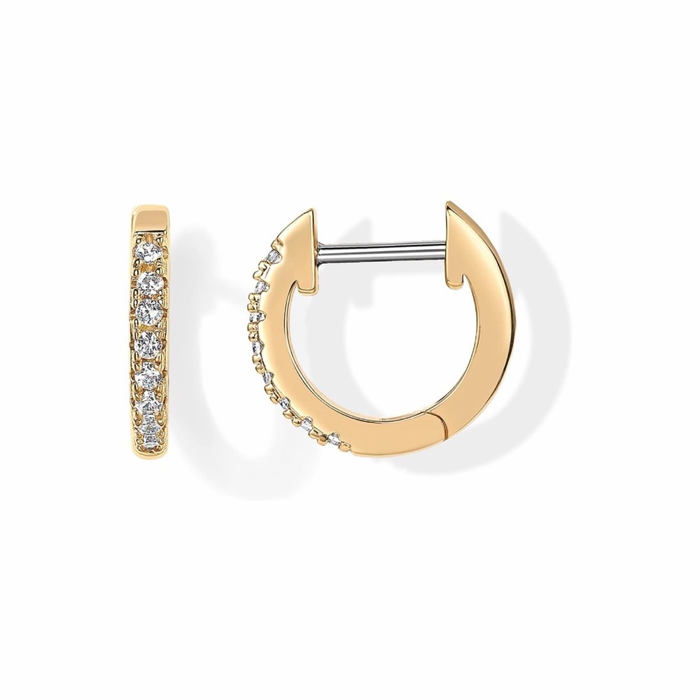 14K Gold Vermeil Plated Cubic Zirconia Cuff Earrings